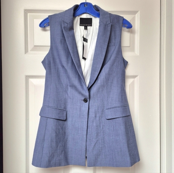 Banana Republic Jackets & Blazers - Banana Republic Chambray Lightweight Wool Vest In Spa Blue Size 4, New With Tags